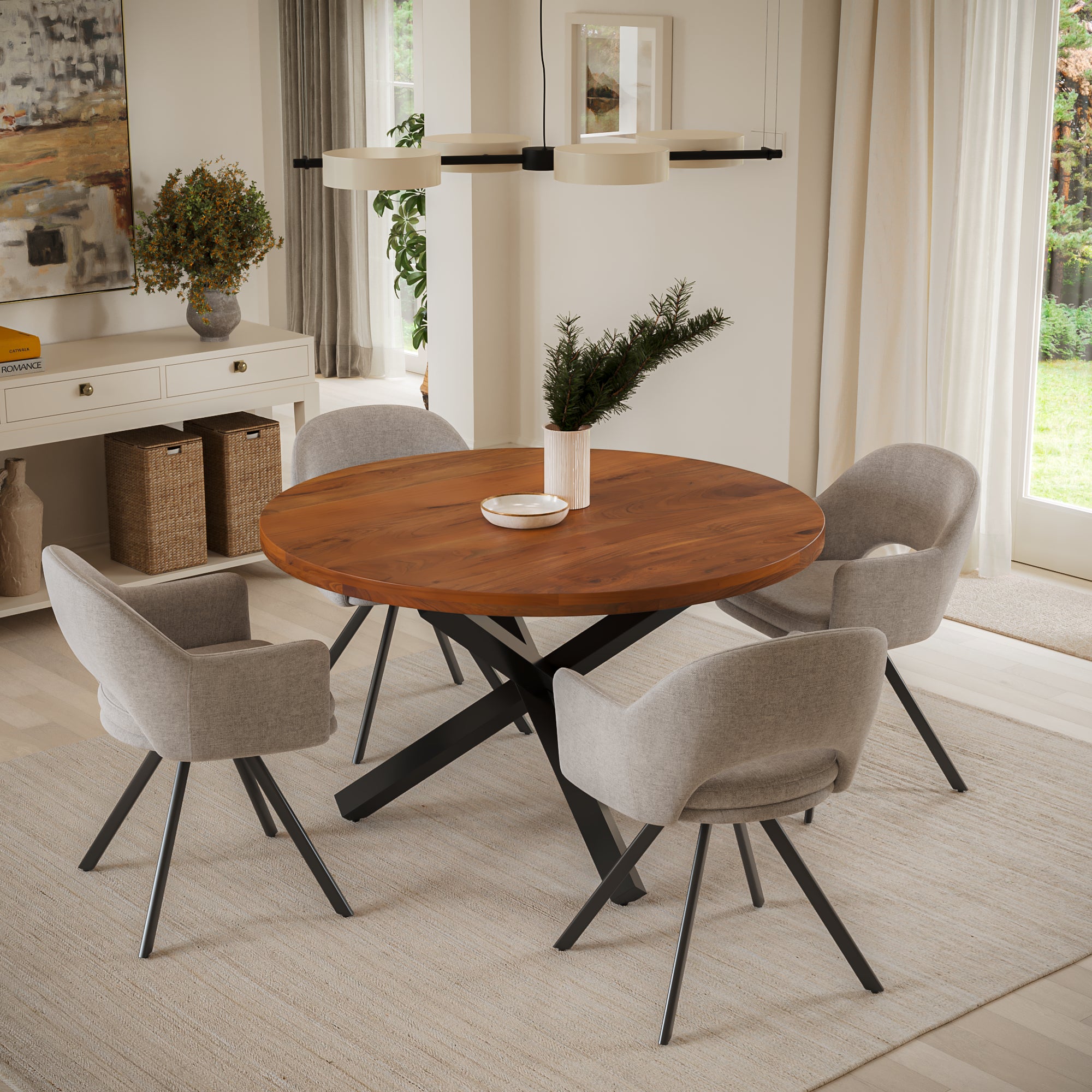 | #Farbe_nussbaumfarben | #Größe_130x130 | #Gestell_Stern-Gestell Schwarz