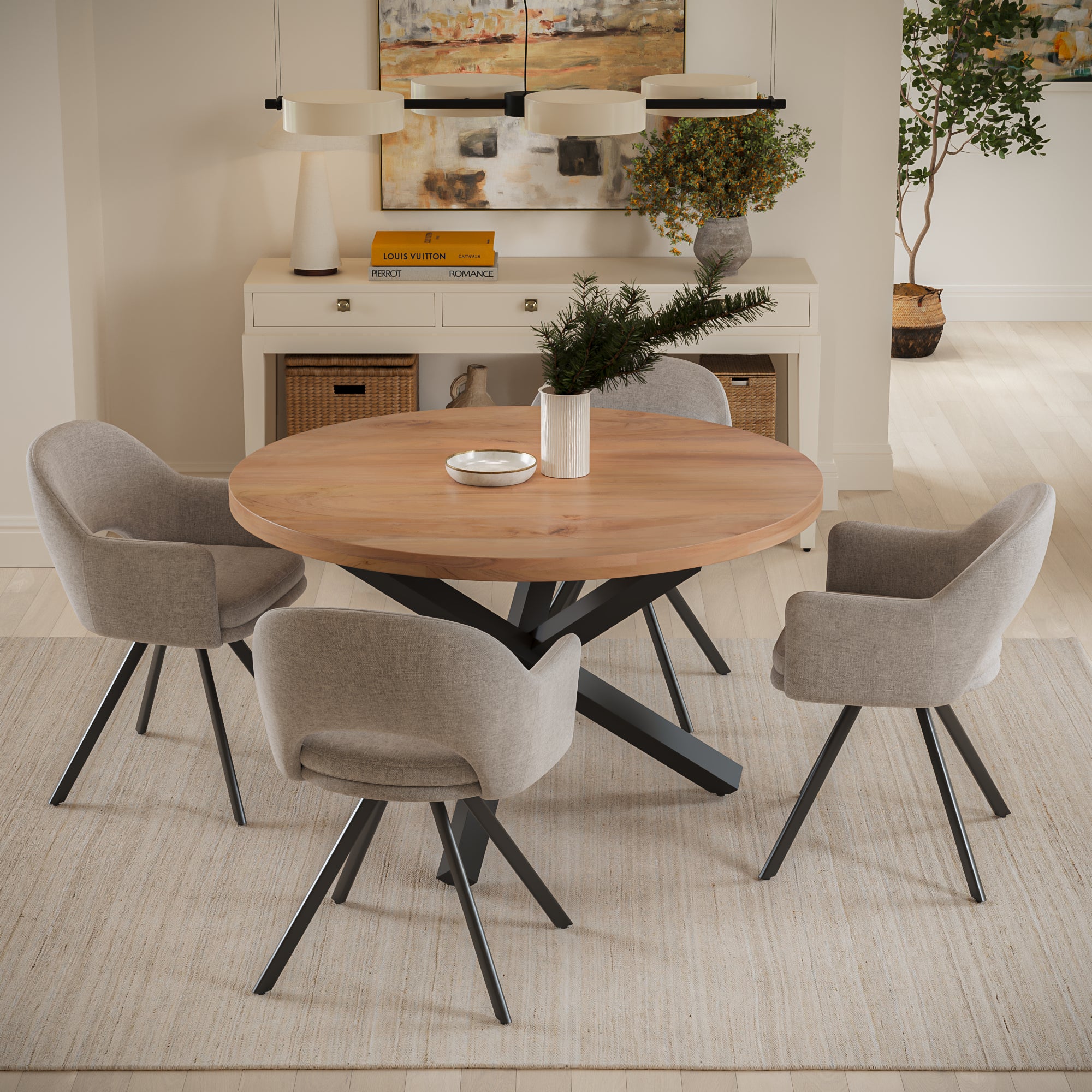 | #Farbe_naturfarben | #Größe_130x130 | #Gestell_Stern-Gestell Schwarz