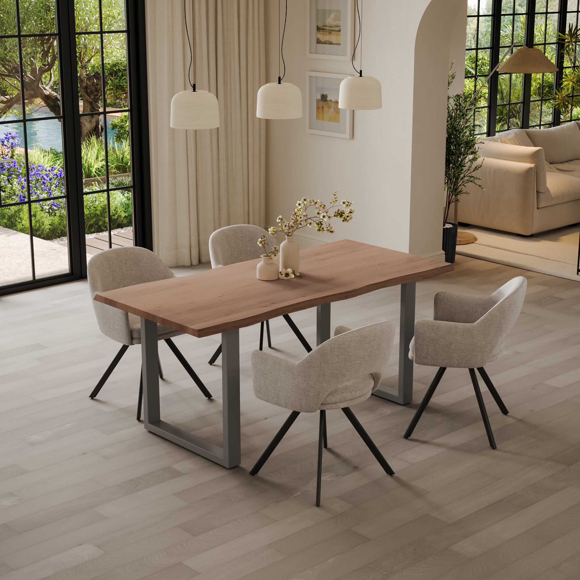 | #Farbe_stonefarben | #Größe_160(260)x90 | #Gestell_U-Gestell Silber