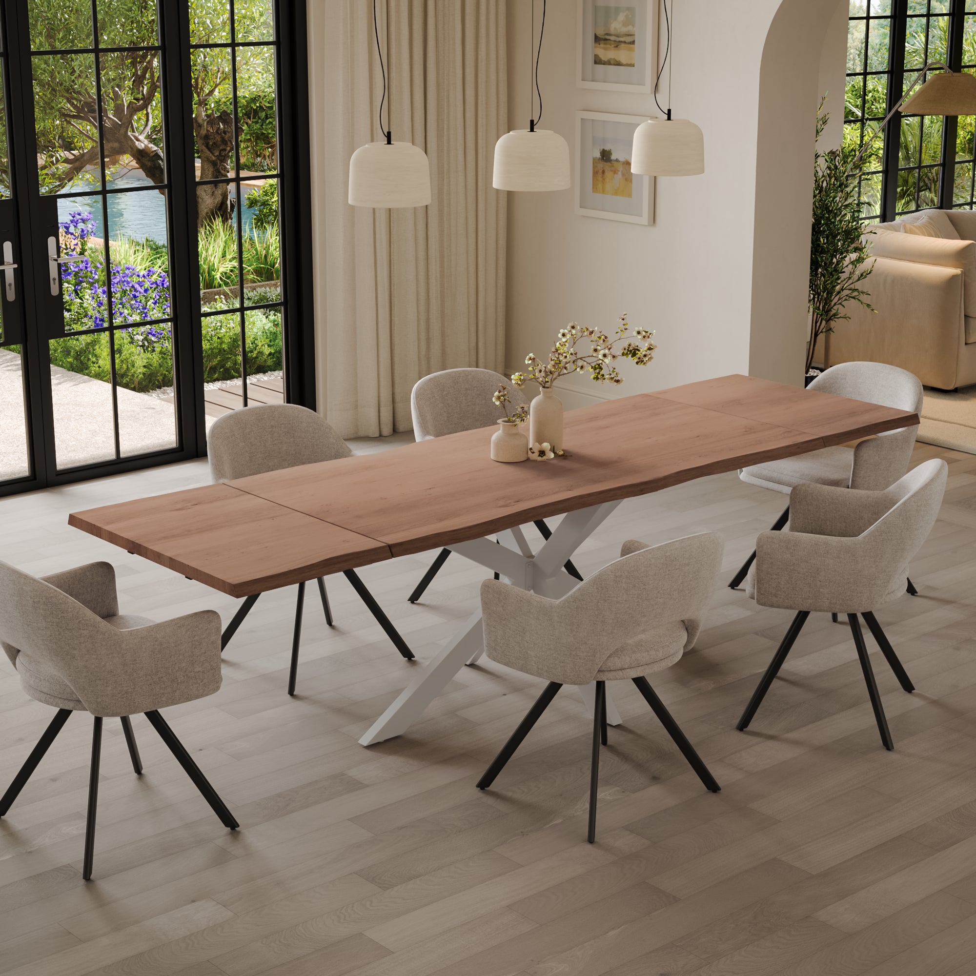 | #Farbe_stonefarben | #Größe_120 (200) cm | #Gestell_Spider-Gestell Weiß