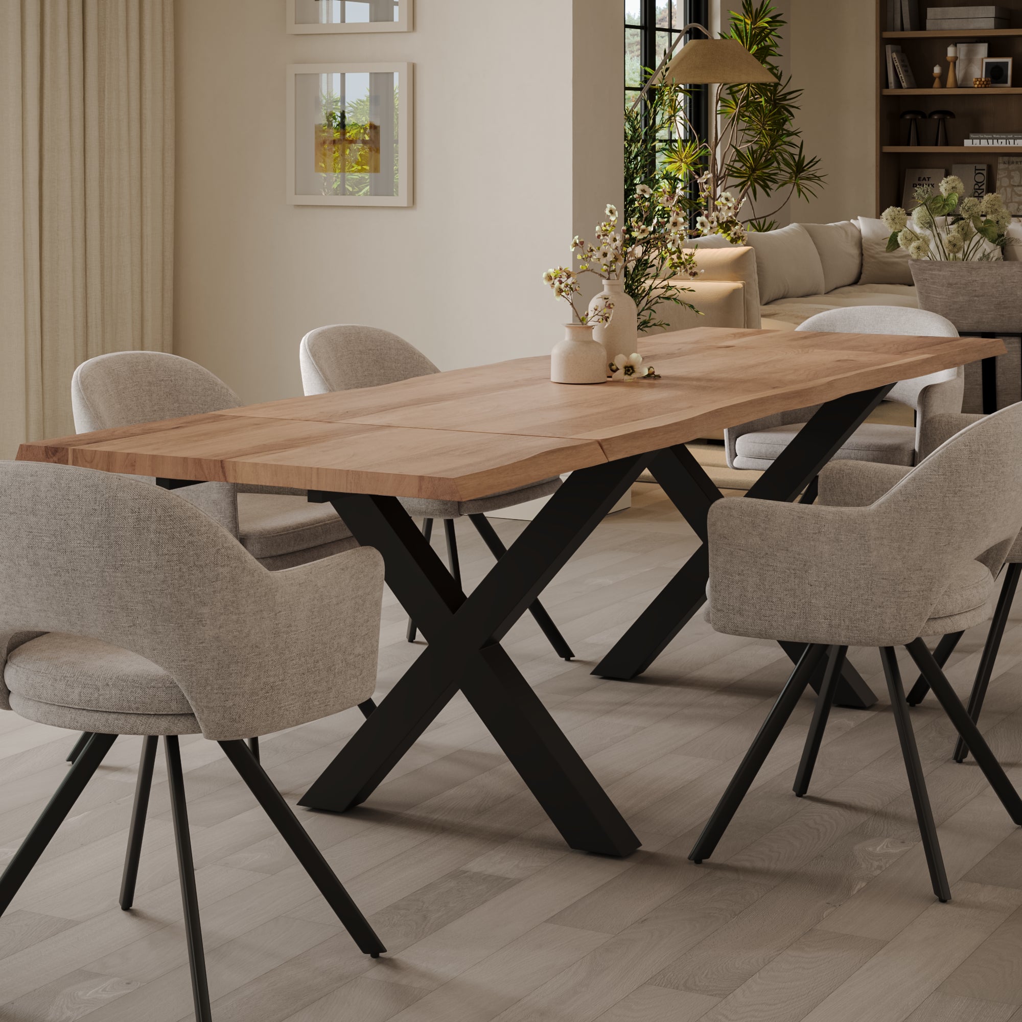 | #Farbe_naturfarben | #Größe_220(320)x100 | #Gestell_X-Gestell Schwarz