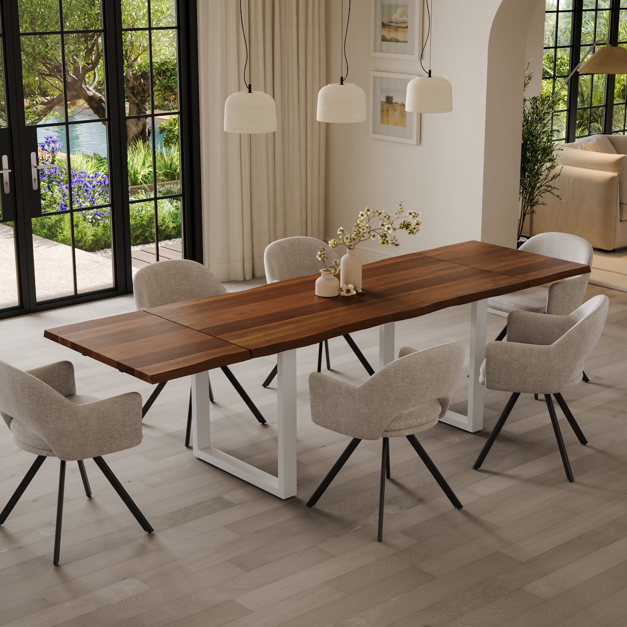 | #Farbe_nussbaumfarben | #Größe_160(260)x90 | #Gestell_U-Gestell Weiß