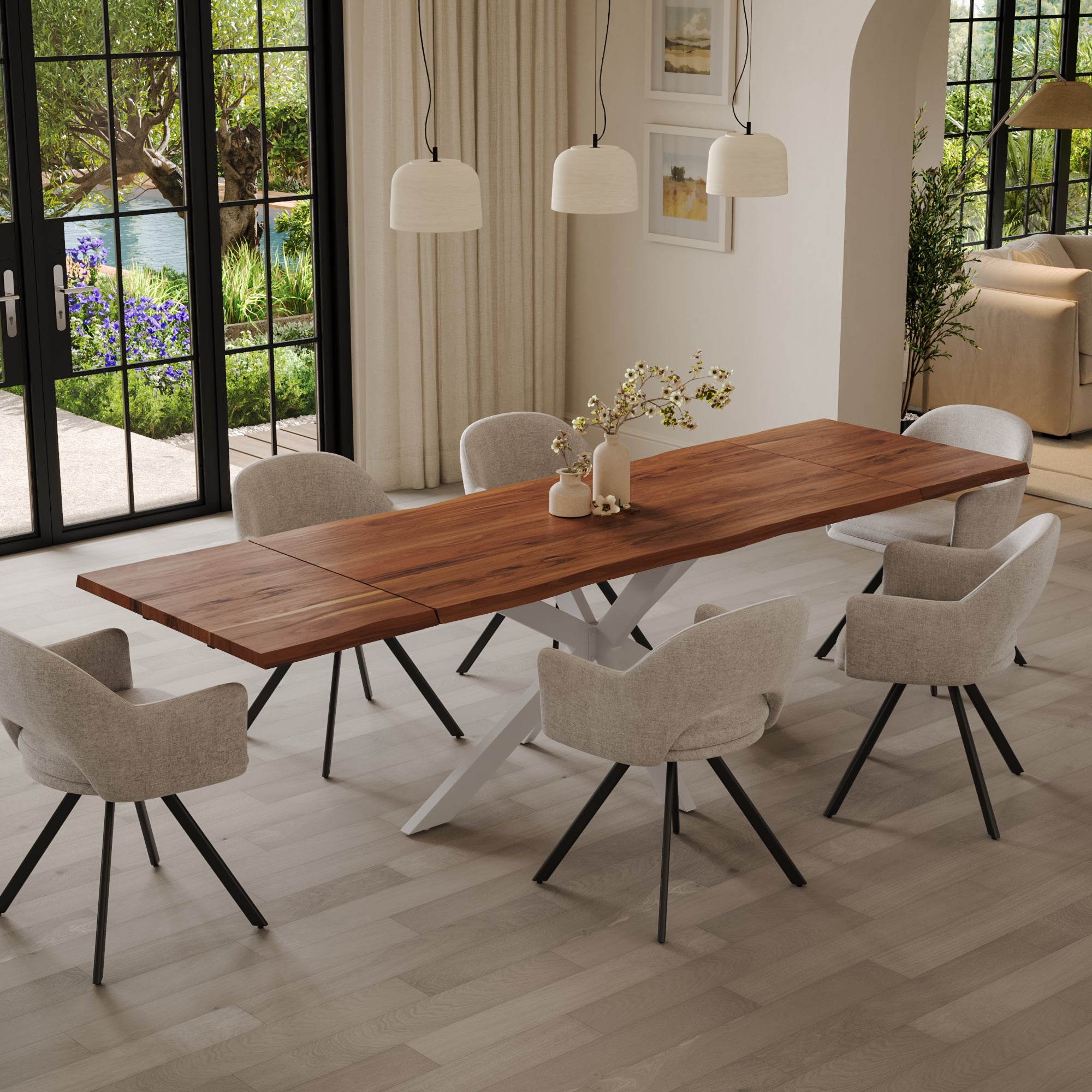 | #Farbe_nougatfarben | #Größe_160(260)x90 | #Gestell_Spider-Gestell Weiß