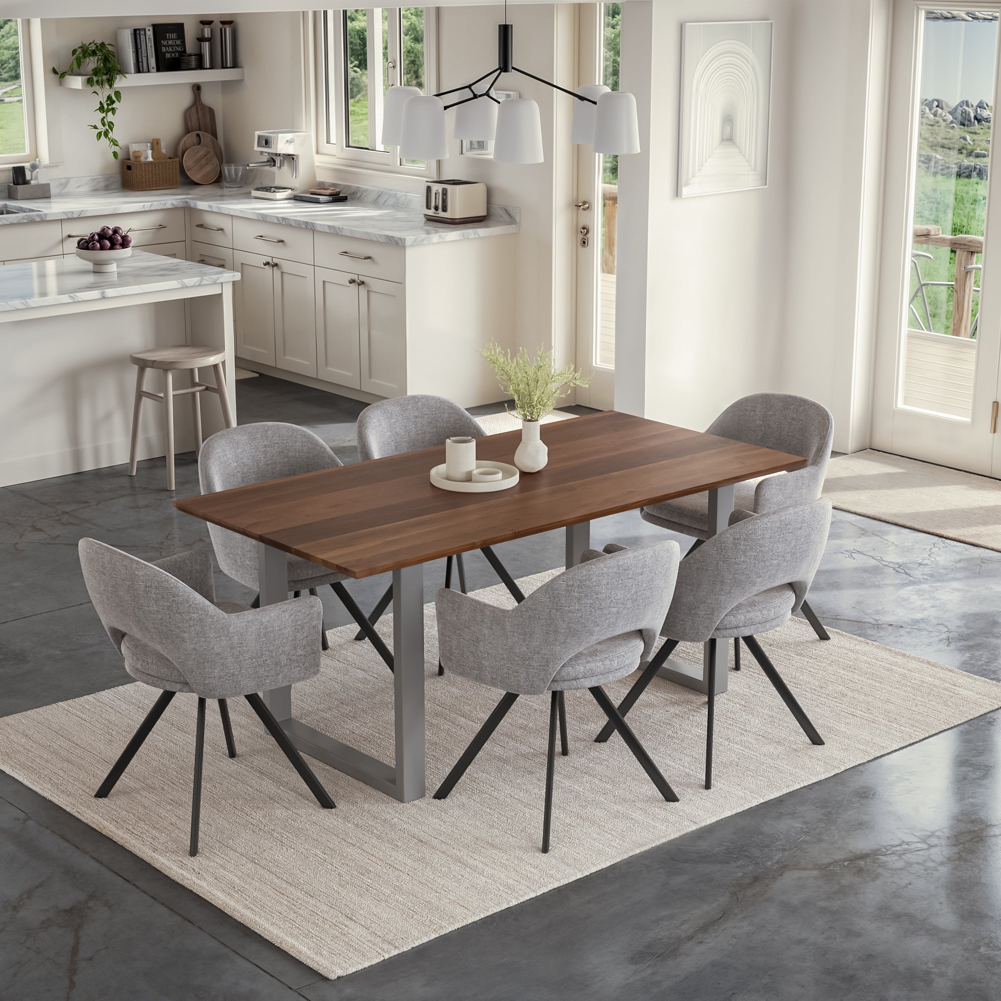 #nussbaumfarben #180x90 #u-gestellsilber
