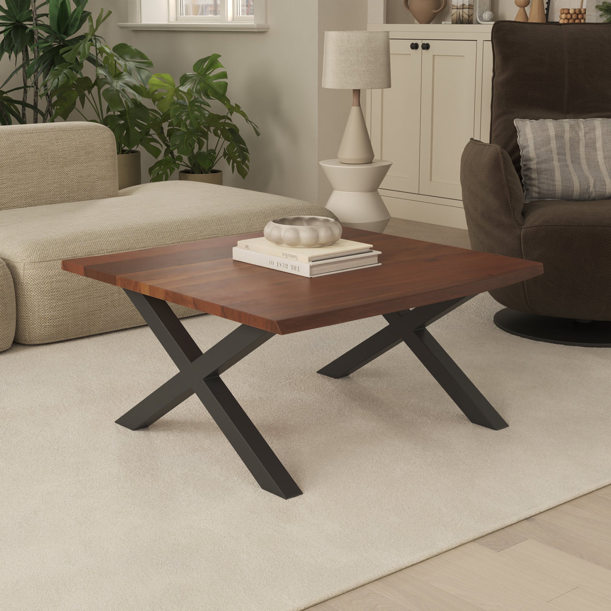 | #Farbe_nussbaumfarben | #Größe_120x80 | #Gestell_X-Gestell Schwarz