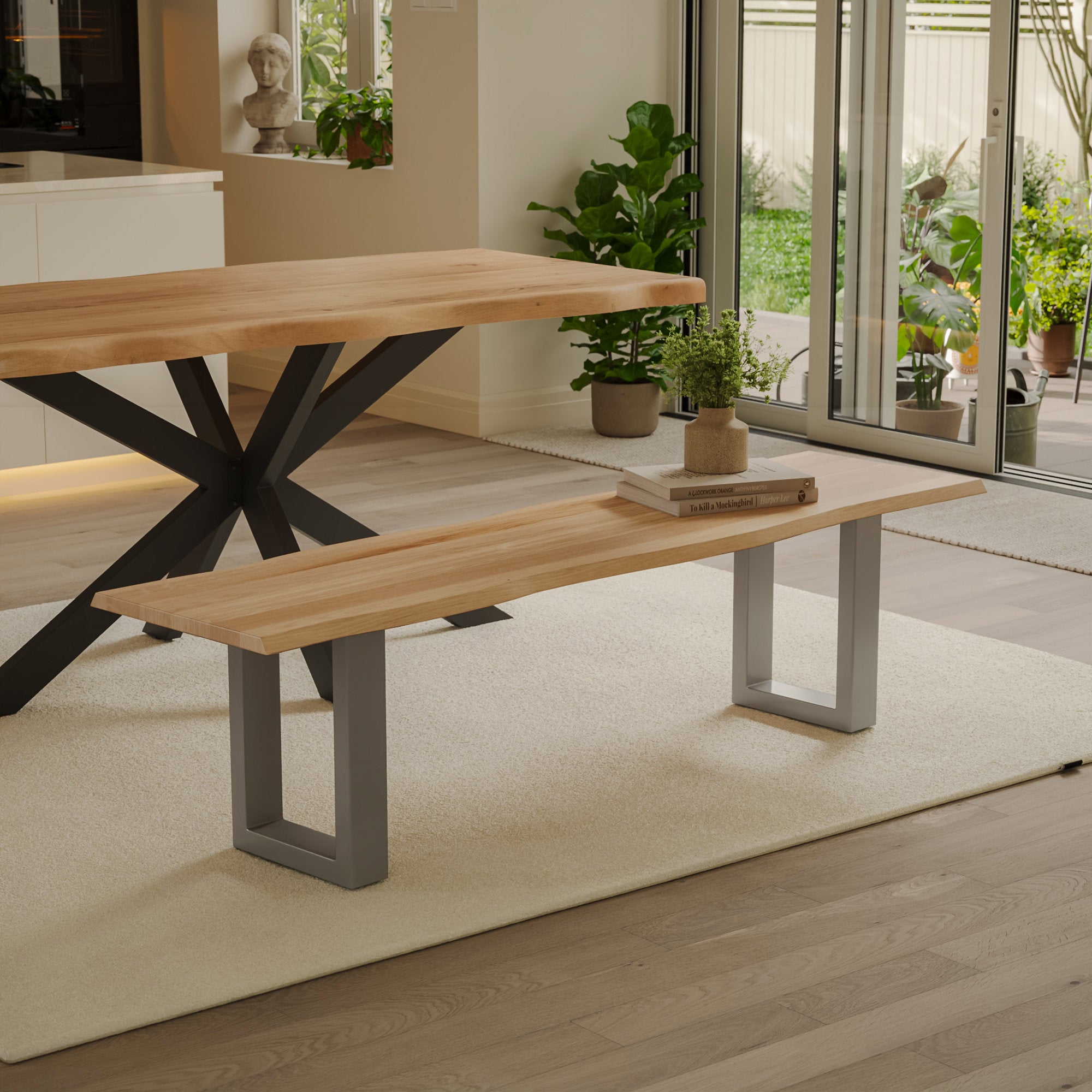 | #Farbe_Eiche naturfarben | #Größe_220 cm | #Gestell_U-Gestell Silber