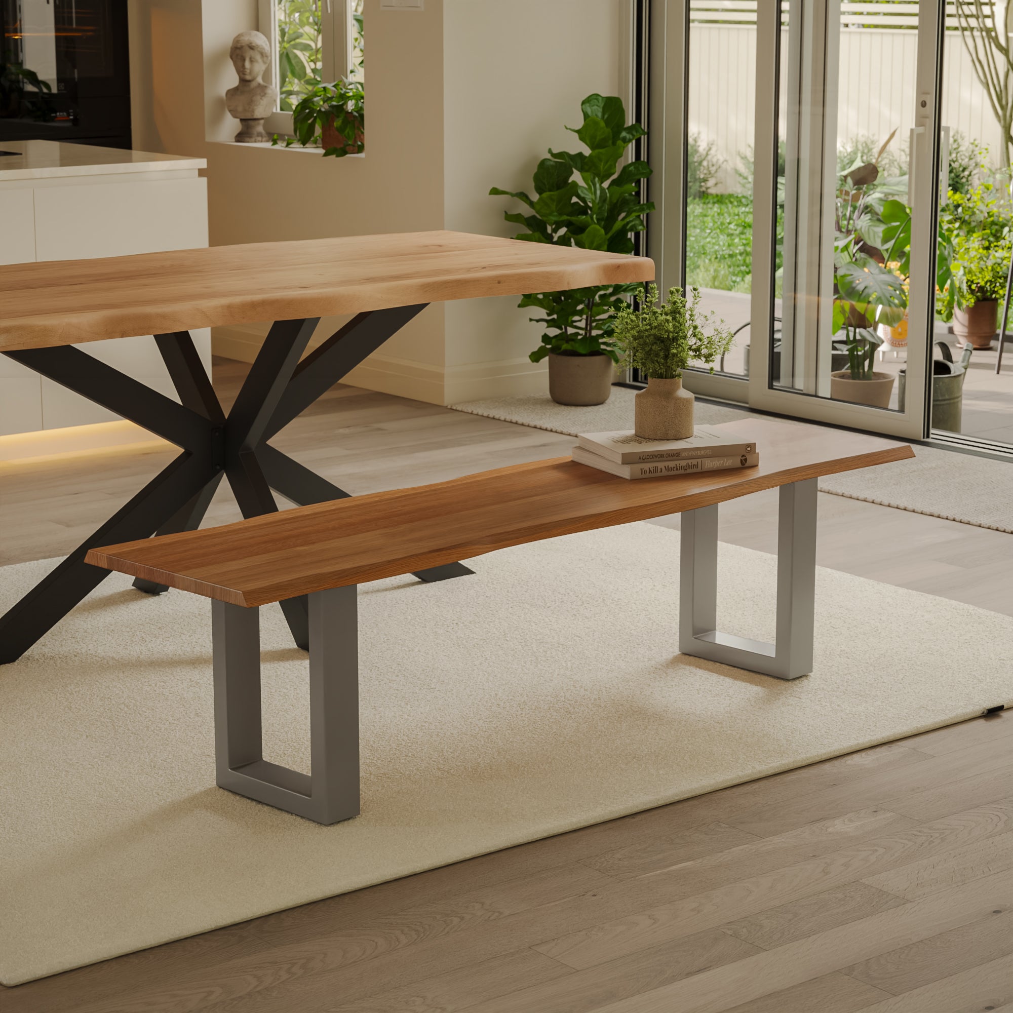 | #Farbe_Akazie cognacfarben | #Größe_160 cm | #Gestell_U-Gestell Silber