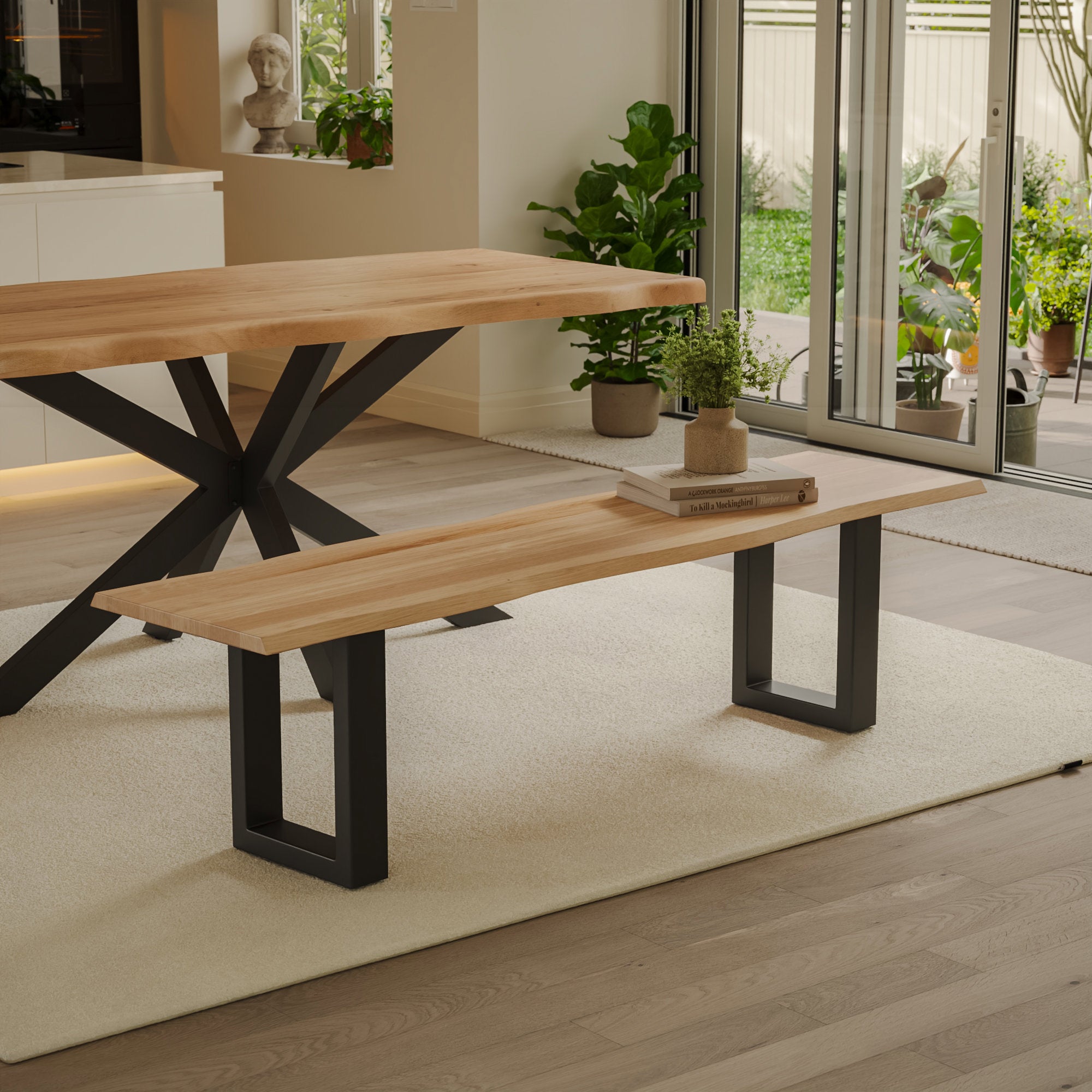 | #Farbe_Eiche naturfarben | #Größe_180 cm | #Gestell_U-Gestell Schwarz